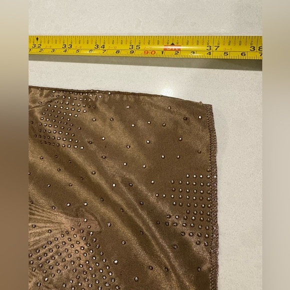 Vintage Water Silk Fan Print Scarf with Rhinestones - Mool Mang Cho Co. - Picture 7 of 8